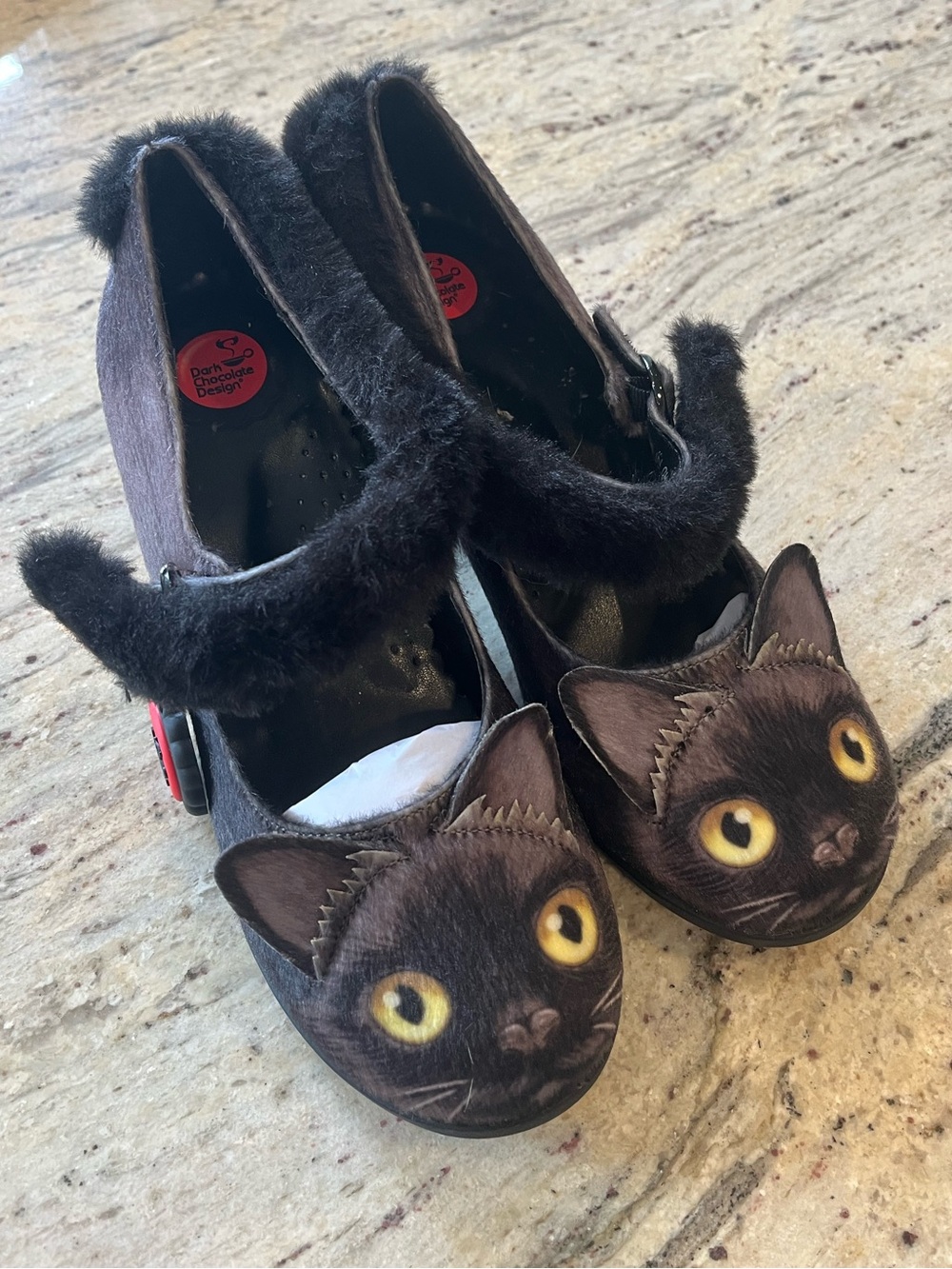 NWT Dark Chocolate design Hot Chocolate Design cat noir heels